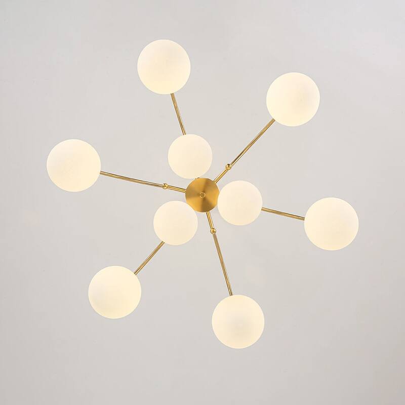 Mid-Century Tiered Frosted Glass Globe Round Sputnik Chandelier