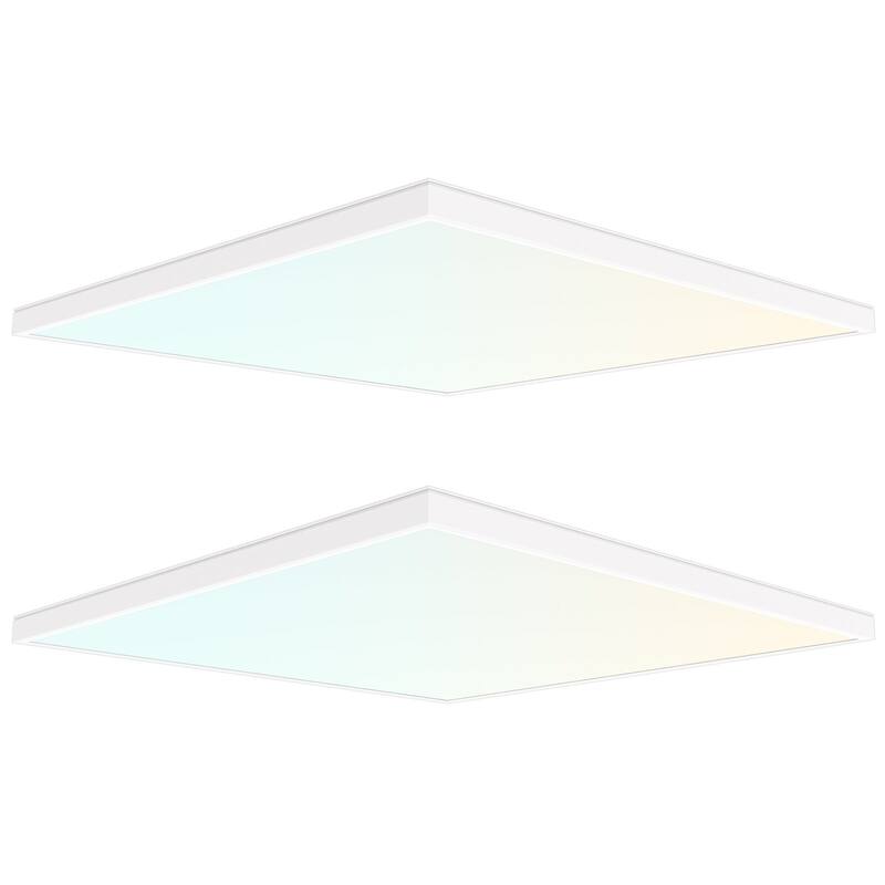 LUXRITE 2x2 FT.Slim Surface Mount Panel Light 5CCT Dimmable 3300/4400/5500 Lumens 30/40/50W Edge Lit 2 Pack - 5CCT (2700K/3000K/3500K/4000K/5000K)