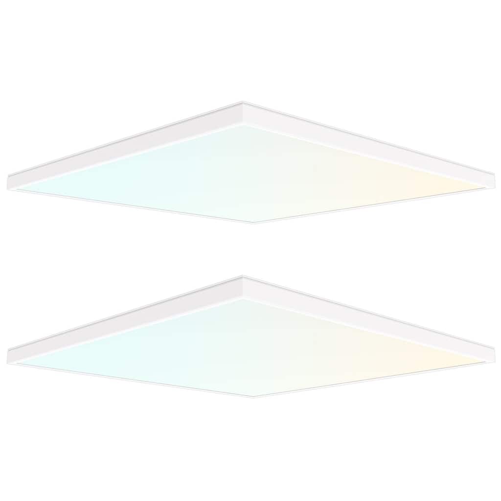 LUXRITE 2x2 FT.Slim Surface Mount Panel Light 5CCT Dimmable 3300/4400/5500 Lumens 30/40/50W Edge Lit 2 Pack