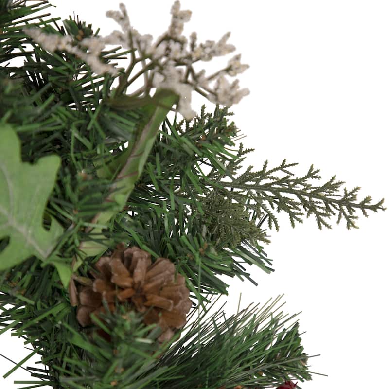 Decorated Natural Pine and Berry Artificial Christmas Wreath 24-Inch Unlit - 24"