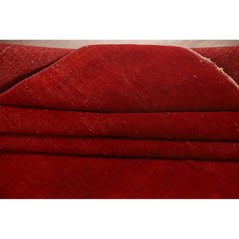 Distressed Over-Dyed Anatolian Turkish Rug Handmade Solid Wool Carpet - 9'5" x 12'1"