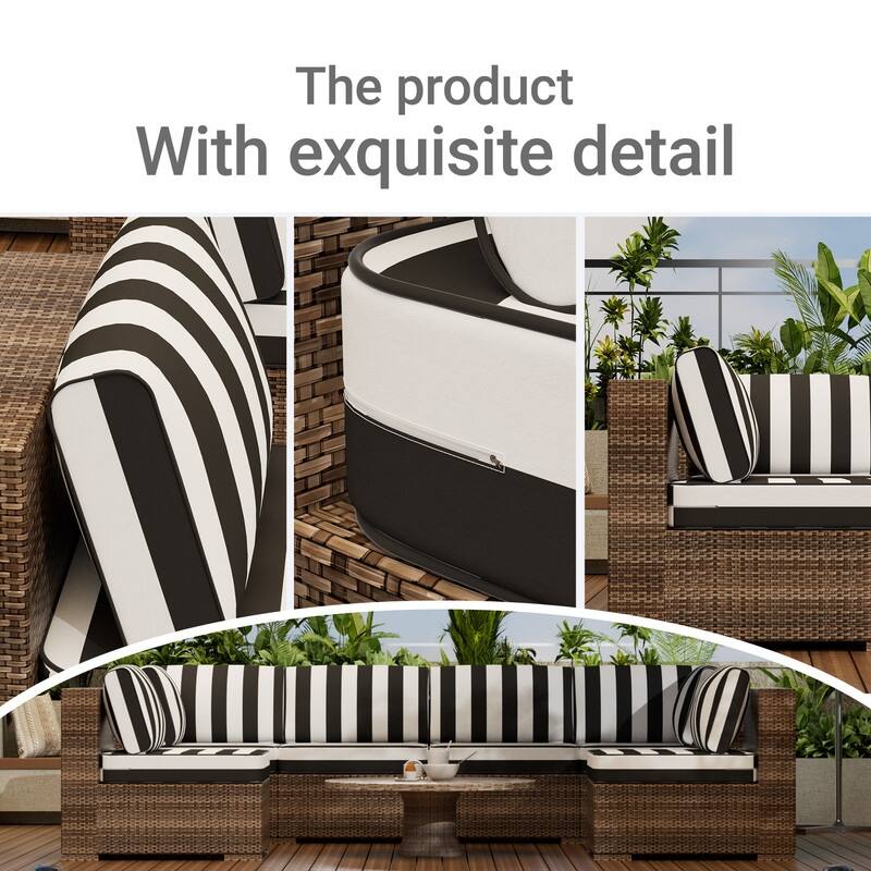 14-Piece Patio Furniture Sofa Cushions, 6-Seater Outdoor Cushion Set (Only Include Cusions，Not Sofa） - 25.6*25.6*4in
