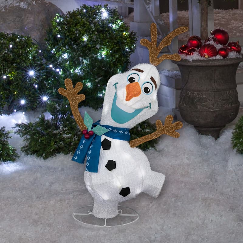 Holiday Shimmering Magic Tinsel Yard Sculpture-Olaf-20"-Disney