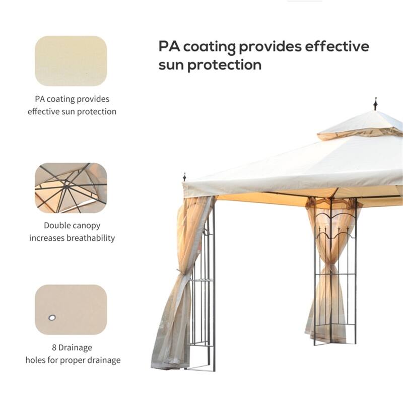 Polyester Steel Outdoor Gazebo with Shelves and Netting