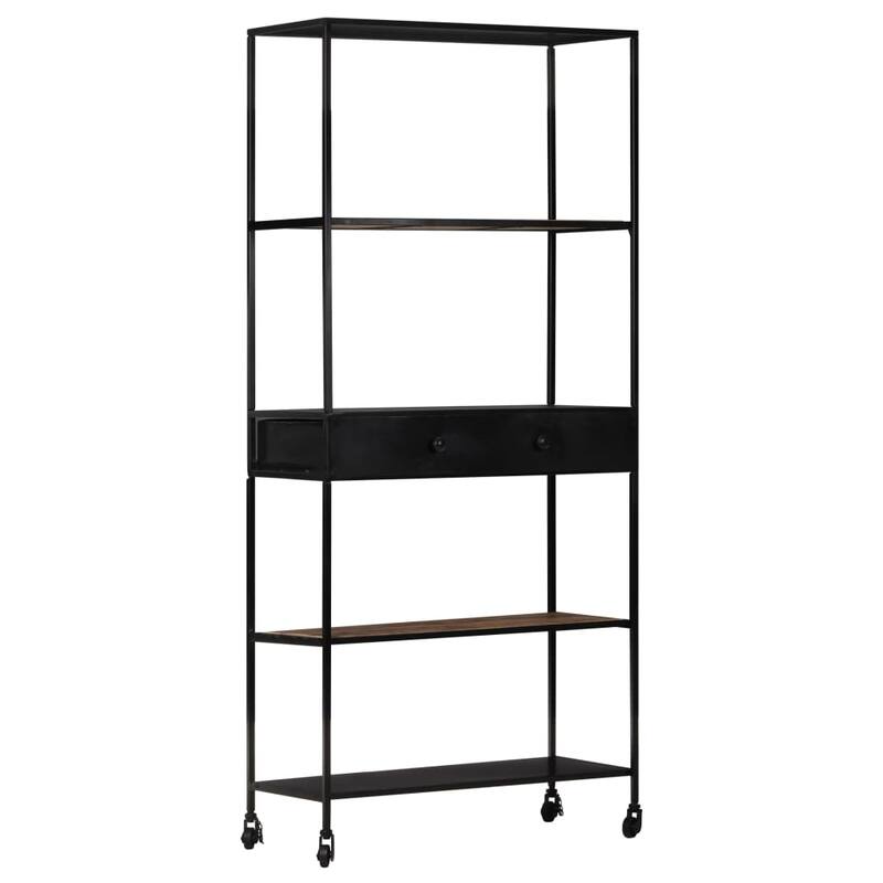 vidaXL Book Cabinet 31.5"x13.8"x70.9" Rough Mango Wood & Iron