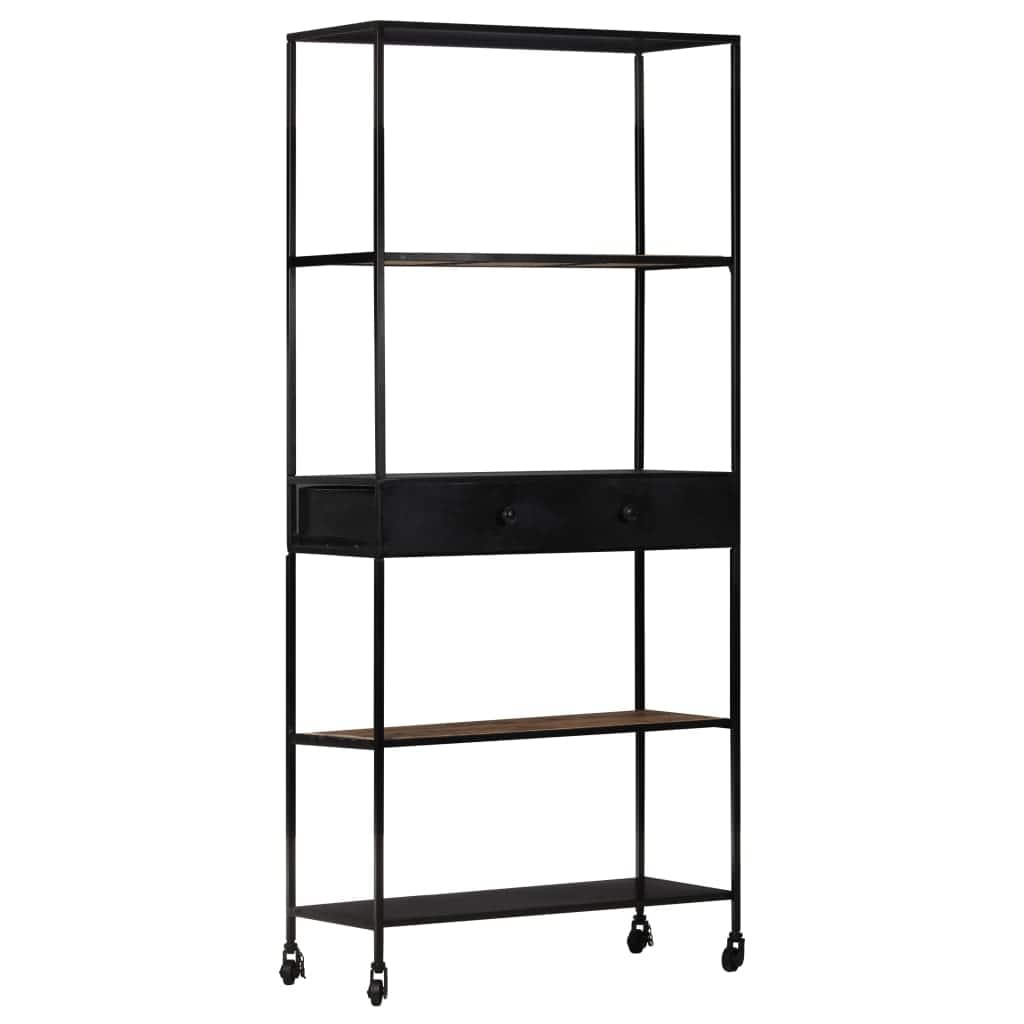 vidaXL Book Cabinet 31.5"x13.8"x70.9" Rough Mango Wood & Iron