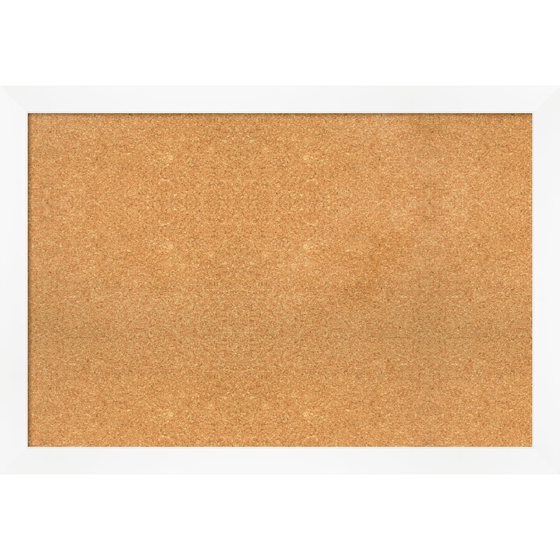Cabinet White Narrow Framed Cork Bulletin Memo Board - 39-Inch x 27-Inch