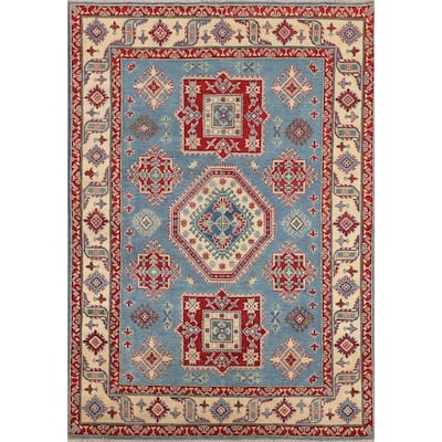 Light Blue Kazak Rug Handmade Oriental Wool Carpet - 5'0" x 7'4"