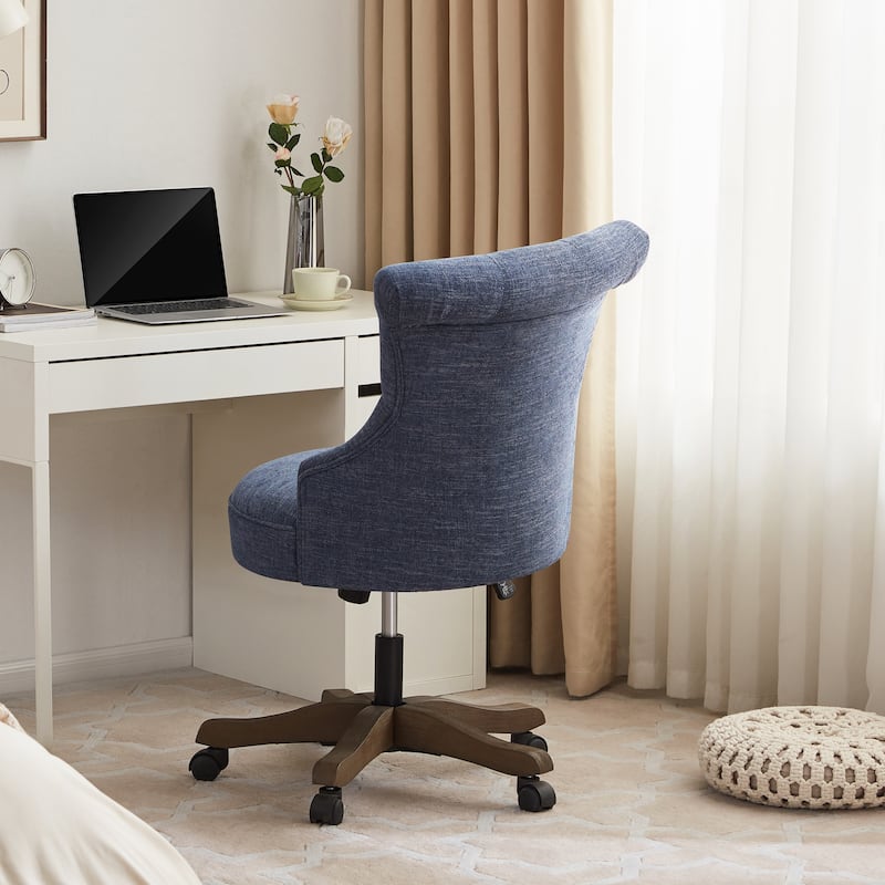 Office Chair with Wheels, Adjustable Height, Linen Fabric Upholstered Computer Desk Chair Swivel