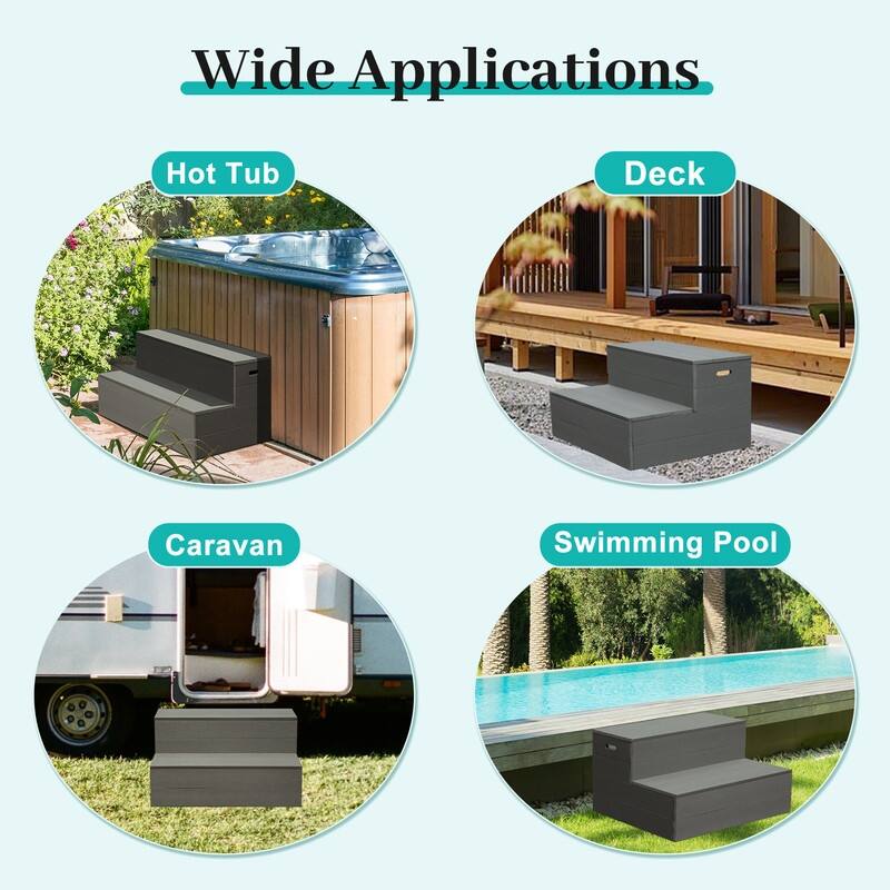 Domi Hot Tub Steps, Universal Spa & Hot Tub Step, Heavy Duty Aluminum Spa Steps, Non-Slip Spa Stairs for Outdoor/Indoor