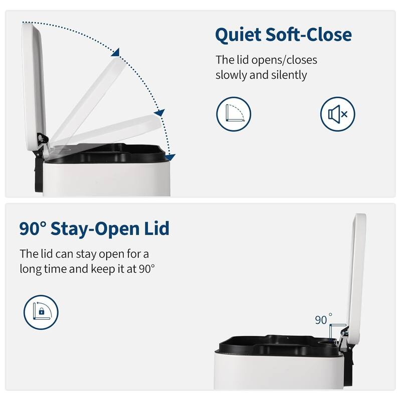 3.2 Gal Soft-Close Lid Stainless Steel Trash Can for Kitchen, Bathroom, Office