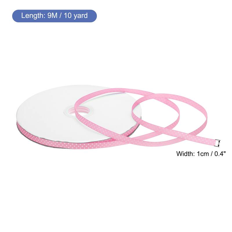 Grosgrain Ribbons with Dots Ribbon Bow Decoration - Pale Hot Pink - 100 Yards 3/8 Inch