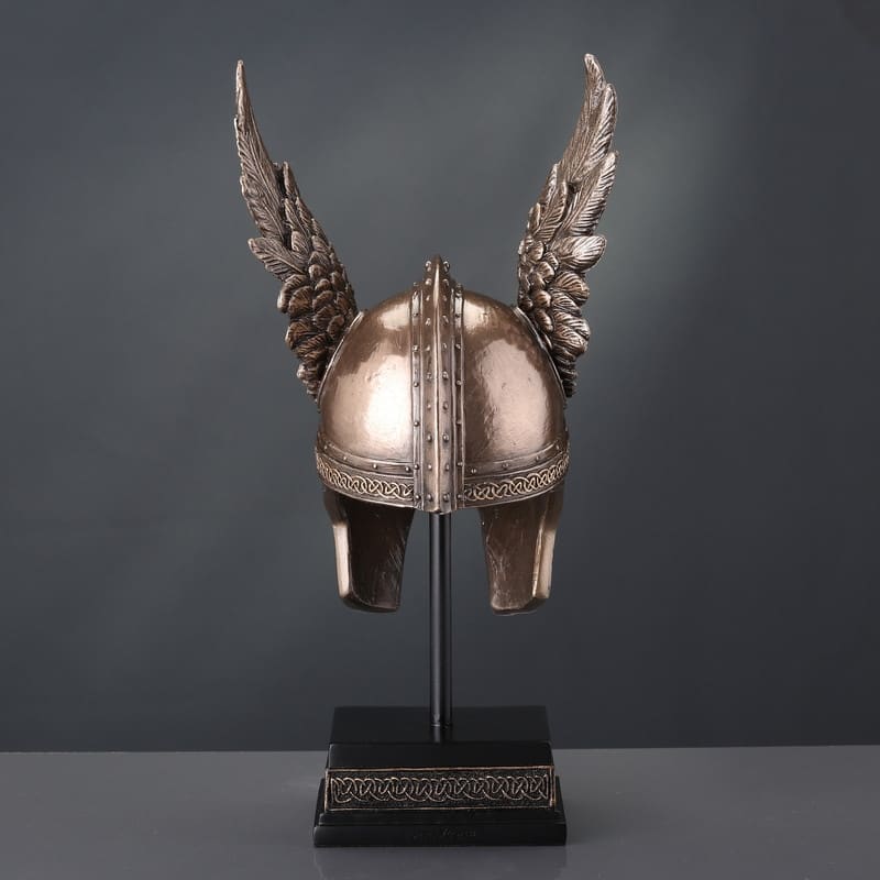 9.45 inches Height Cold Cast Bronze Norse Winged Helmet of Odin Bronze Finish Figurine