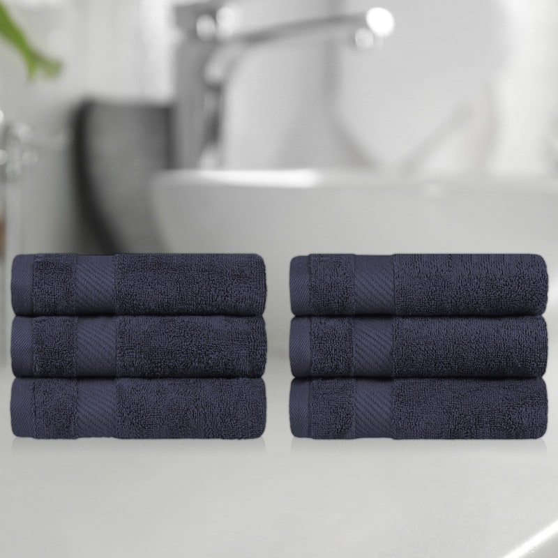 Superior Luxury Solid Highly Absorbent Egyptian Cotton Hand Towel - (Set of 6)