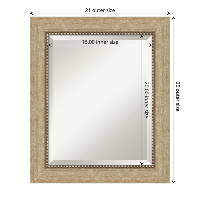 Beveled Bathroom Wall Mirror - Astor Frame - Outer Size: 21 x 25 in - Astor Champagne