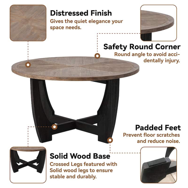 COZAYH Rustic Farmhouse End Table, French Country Accent Coffee Table for Family, Small Spaces