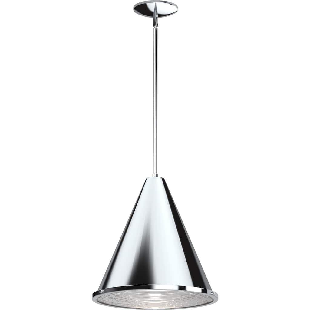 Volume Lighting 1-Light Indoor Chrome Cone Downrod Pendant