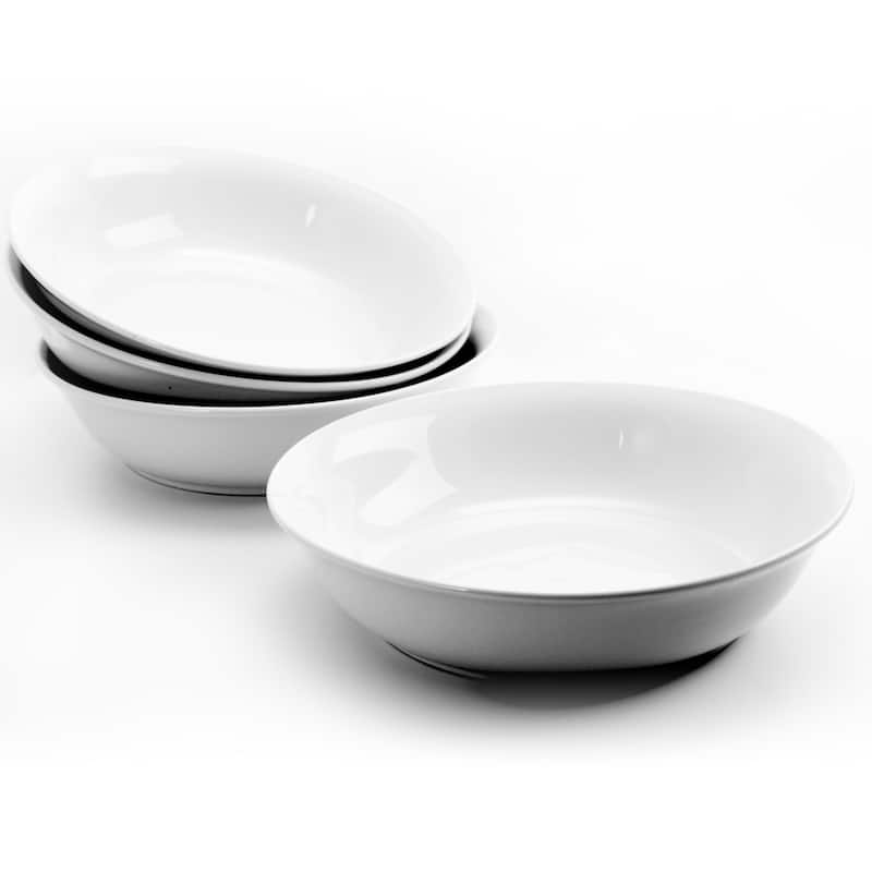 4 Piece 8.75 Inch Stoneware Large Pasta Bowls in White