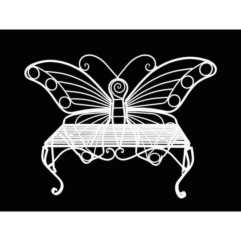 White Metal Butterfly Bench