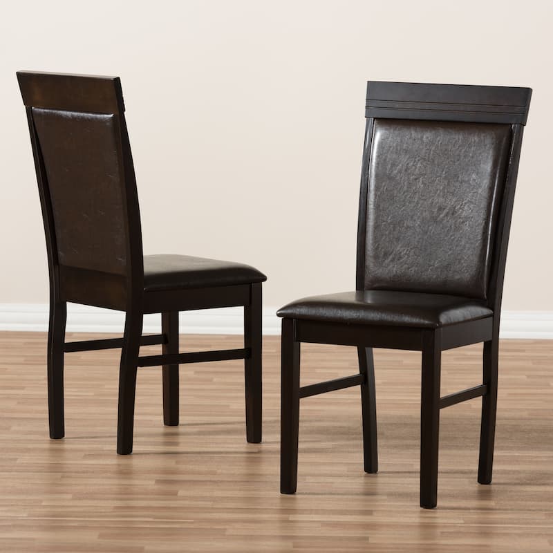 Modern Dark Brown Faux Leather Dining Chairs - Set of 2 - Stylish Armless Design - 38.19