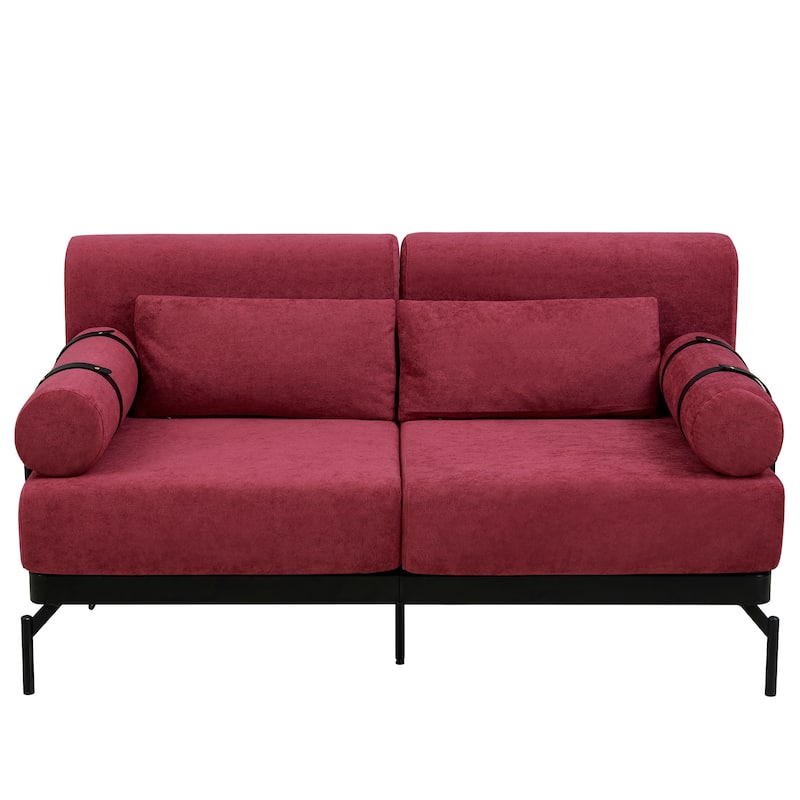 Modern Loveseat Sofa with Flexible USB Ports and Unique Cylindrical Armrests