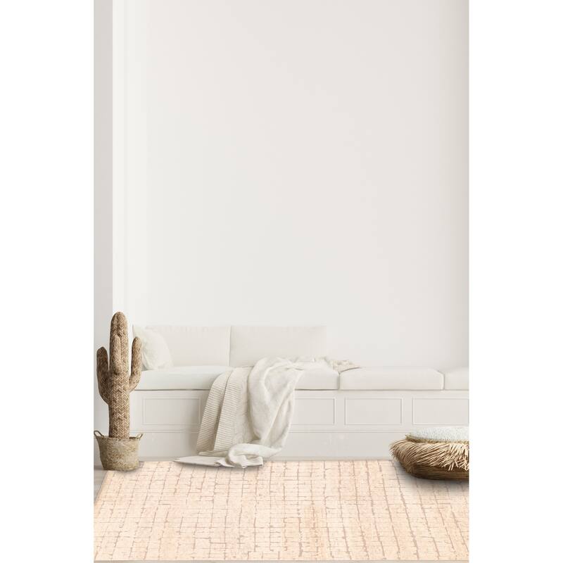 ECARPETGALLERY Hand-knotted Tangier Cream Wool Rug - 5'3 x 7'10