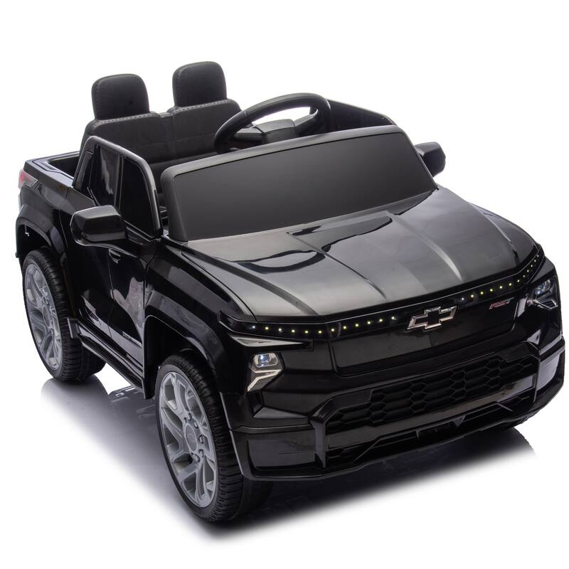 24V Licensed Chevrolet Silverado EV Ride-On Car for Kids with Slow Start, LED Lights, Bluetooth, USB, MP3, and Remote Control