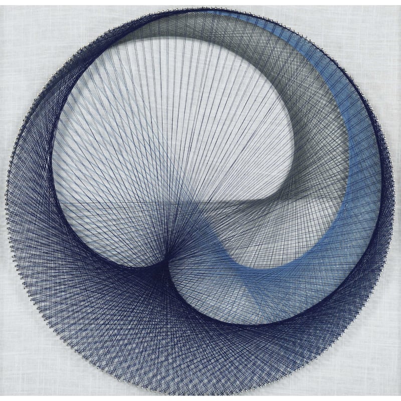 HUJI Abstract Blue String Art Shadow Box Wall Decor