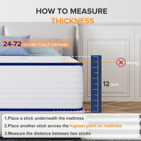 SweDrea 12 in. Queen Medium Gel Memory Foam Innerspring Hybrid Mattress with CertiPUR-US, SGS and OEKO-TEX