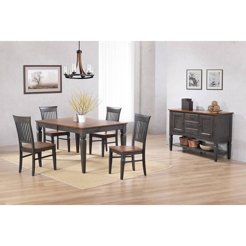 Expandable Dining Table Set - 60-78" Table, 4 Chairs, Storage Buffet - Seats 4-8