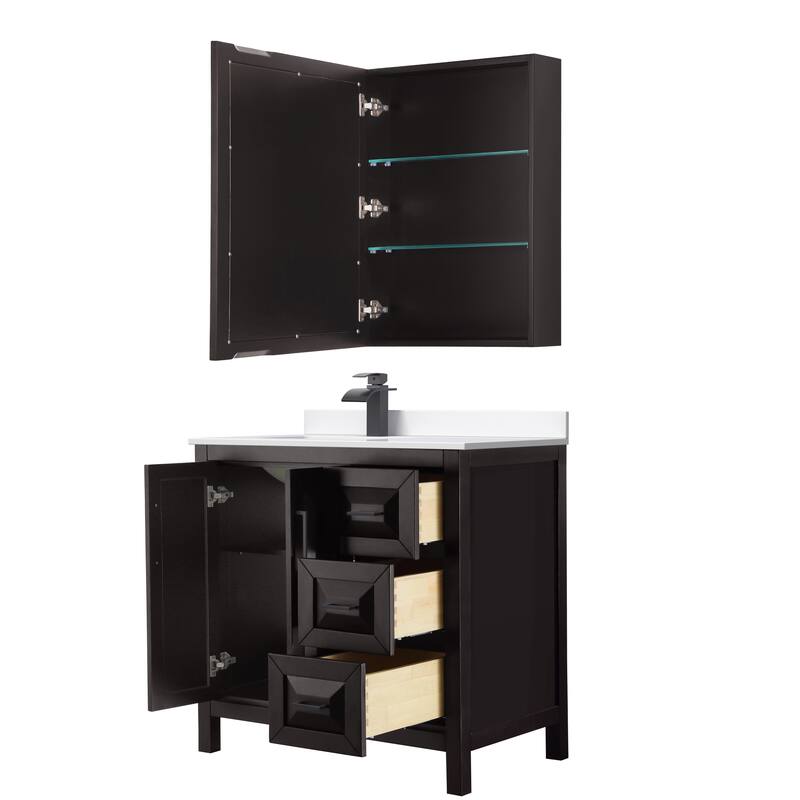 Daria 36-inch Single Vanity, Cultured Marble Top, Med Cabinet
