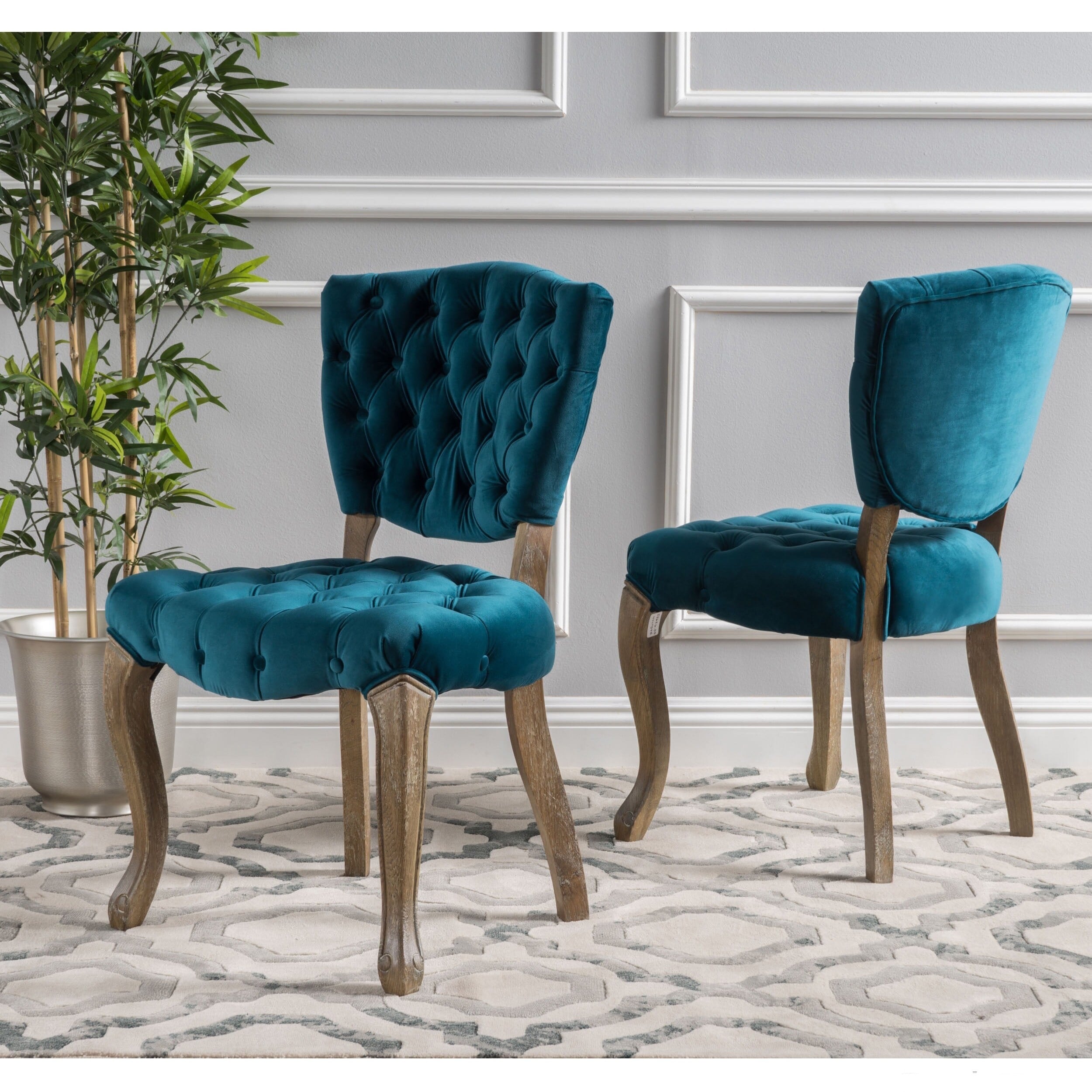 Bates Tufted Grey Fabric Dining Chairs (Set of 2) - On Sale ...