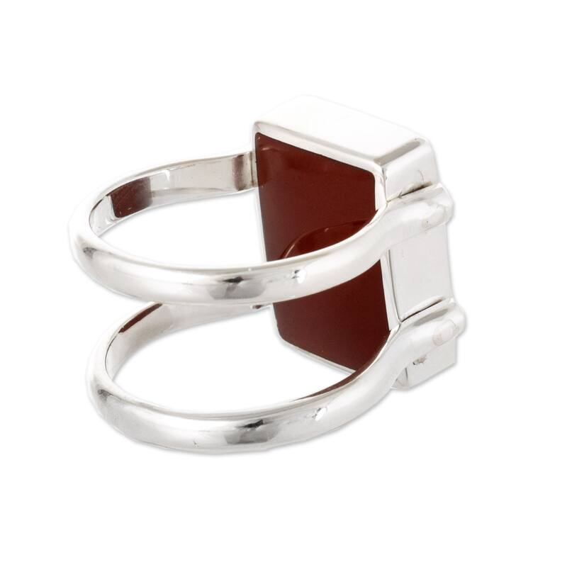 Novica Handmade Gemstone Duality Reversible Onyx And Jasper Cocktail Ring