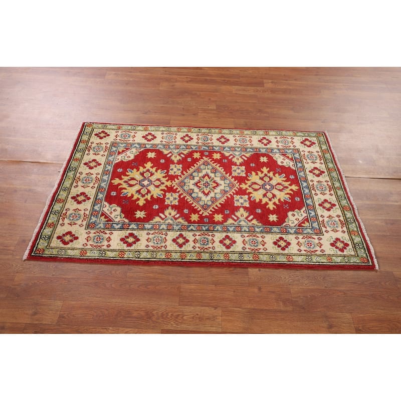 Red Kazak Oriental Rug Handmade Home Decor Wool Carpet - 2'8" x 4'4"