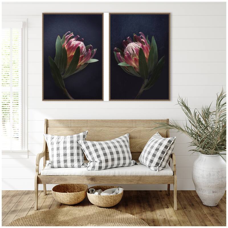 Kate and Laurel Moody ProteaNo. 1 & No. 2 2 Piece Framed Canvas Wall Art Set by Emiko and Mark Franzen F2 Images
