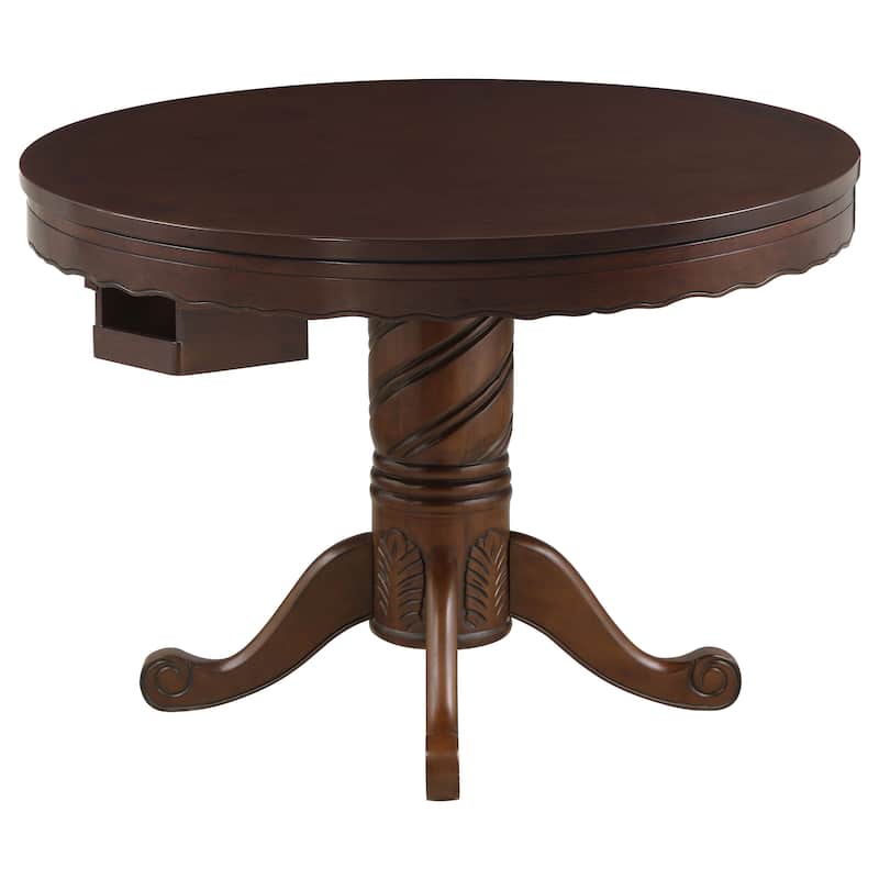 Turk Tobacco 3-in-1 Round Pedestal Game Table - Brown