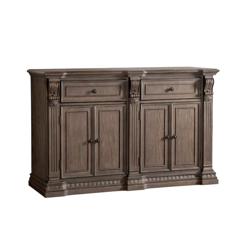 Furniture of America Cassian Traditional Weathered Oak Solid Wood Dining Server Cabinet