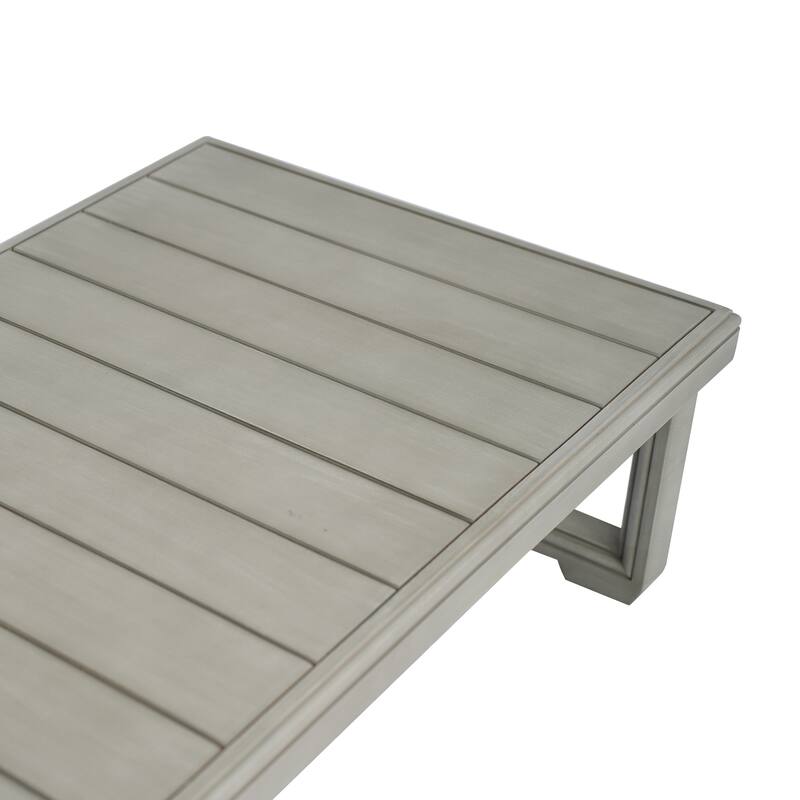 Roomfitters Outdoor Patio Coffee Table with Slatted Wood Design, Weather-Resistant Frame