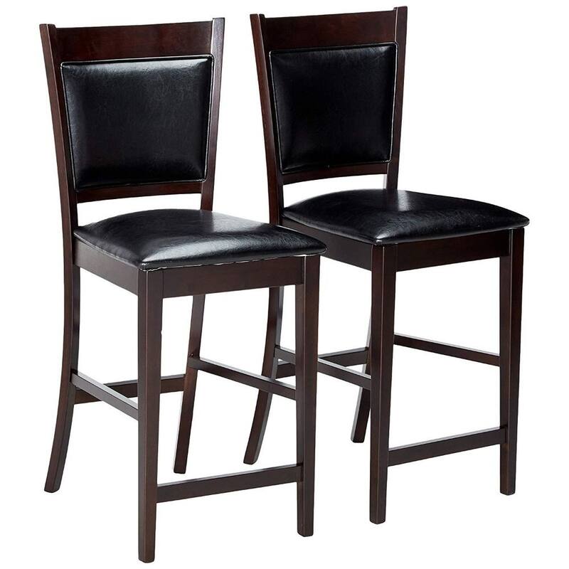 Set of 2 Counter-Height Chair in Black and Espresso - Set of 2 - Black and Espresso - Counter Height