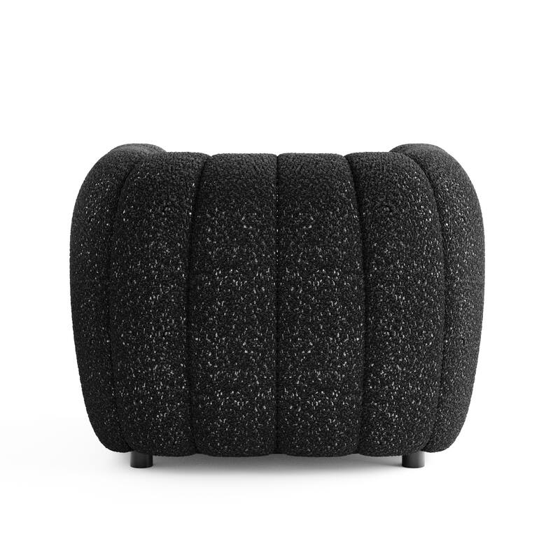 Furniture of America Lucinda Modern Vertical Channel Tufted Boucle Accent Chair with Wooden Legs