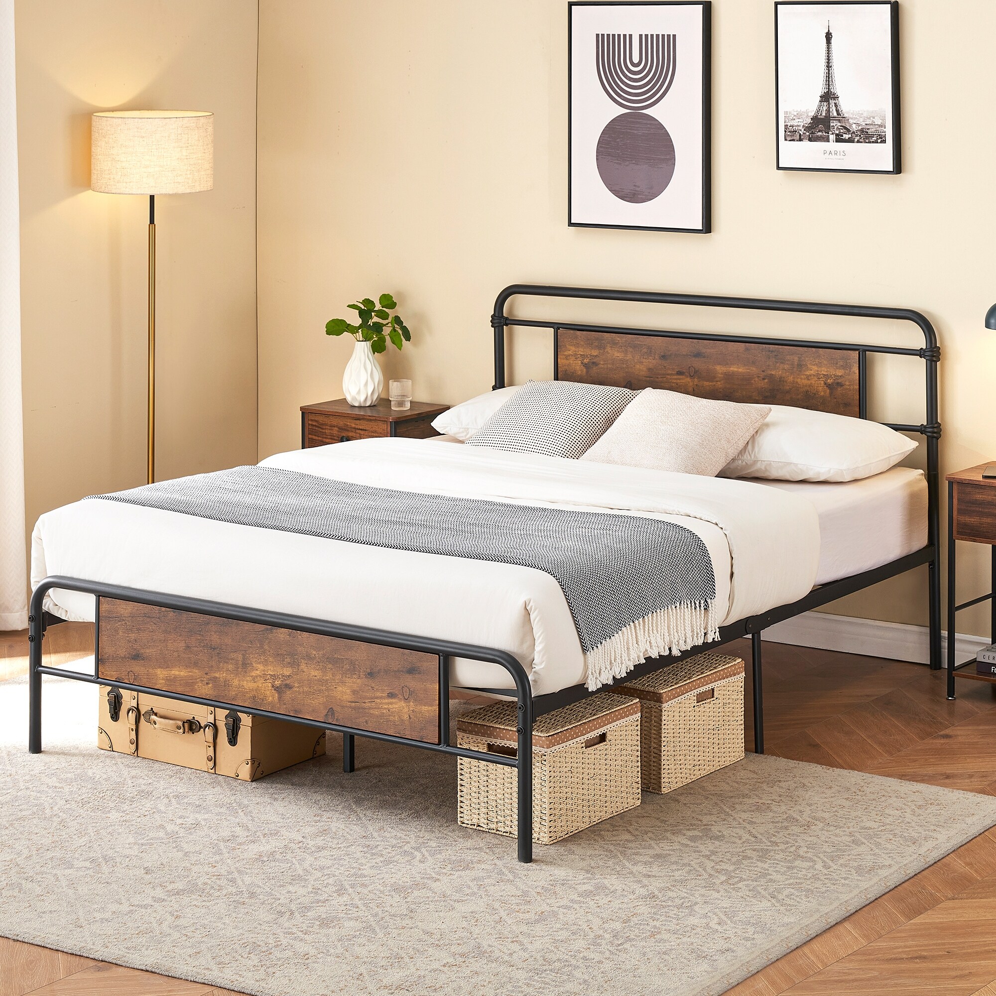 Queen Bed Frame with Headboard Premium Metal Platform Bed Bed Bath Beyond 41061530