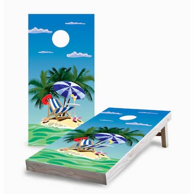 Small Island Corn Hole Board Set w Case & Lights