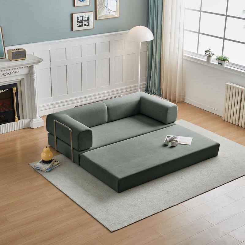3-Seater Corduroy Sofa Bed, Multi-Functional Compact, Easy Assembly