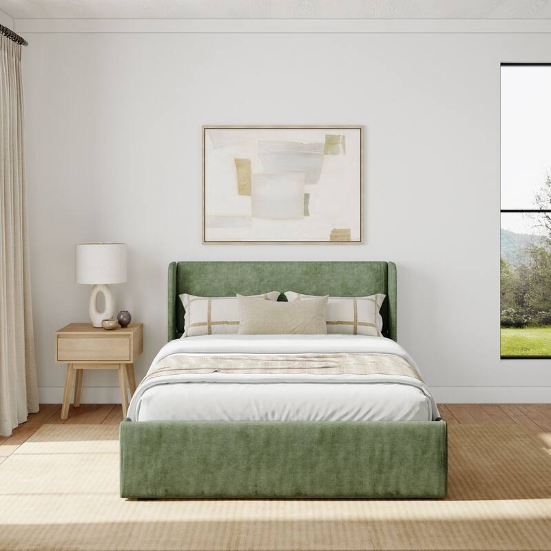 Plank and Beam Full-Size Upholstered Bed with Rectangular Headboard