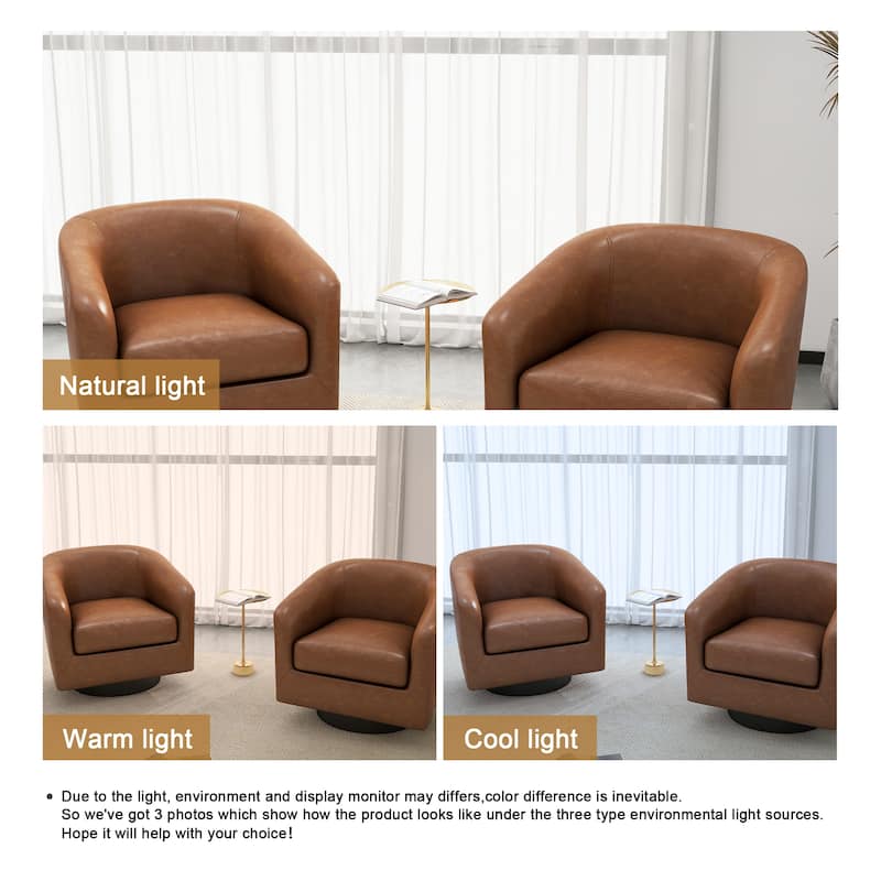 2 Set 360°Swivel Fabric Accent Chairs Barrel Armchairs