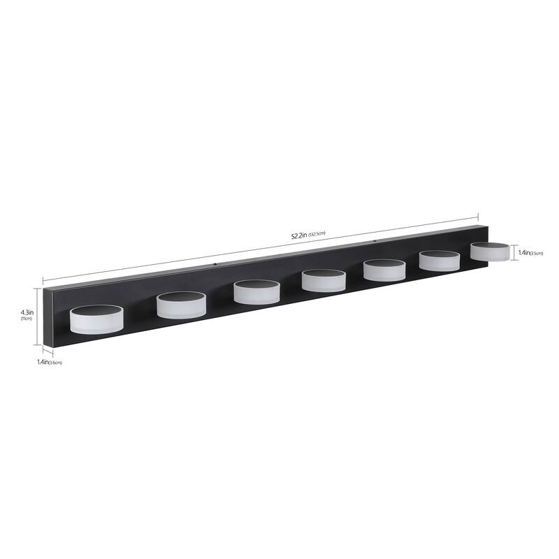 52" Modern 7-Light LED Vanity Light Fixture - with Acrylic Light Shades - Energy-Efficient Bathroom Wall Sconce