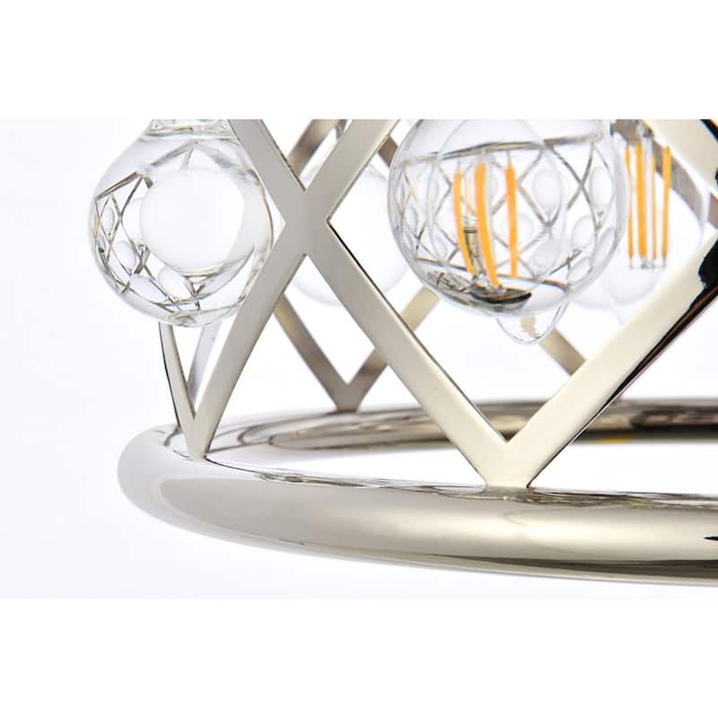 Royce Edge 3-Light Polished Nickel Pendant - polished nickel (royal cut clear crystals)