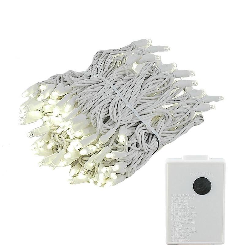 140 Light LED Chasing Christmas Mini Light Set, Warm White, White Wire, 46.5' - Warm White - String Lights