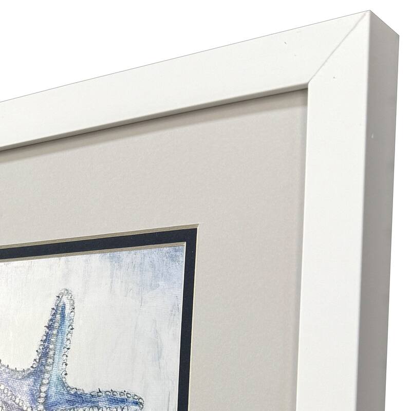 HomeRoots Set Of Two Azure Shell White Framed Wall Art