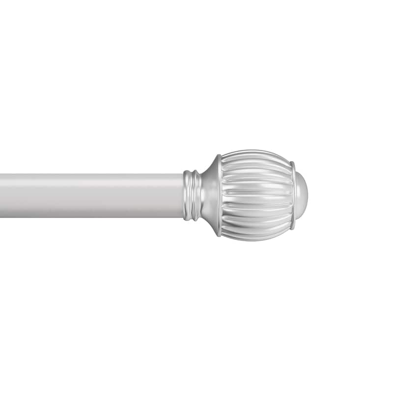 Adjustable Window Curtain Rod and Cap Shaped Finial - 66-120" - Silver